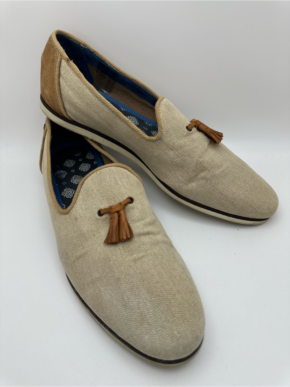 Ted Baker Zaine Beige Men's Tassel Loafers - Stylish Slip-On Dress Shoes Sz 11